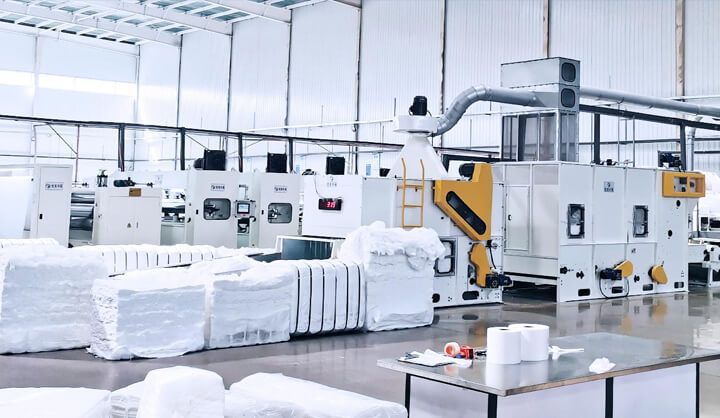 Production line at a partner mill manufacturing filter media